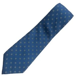 Vtg Guy Laroche 3" Blue geometric Diamond Jewel Tone men's silk tie 70s‎ Italy